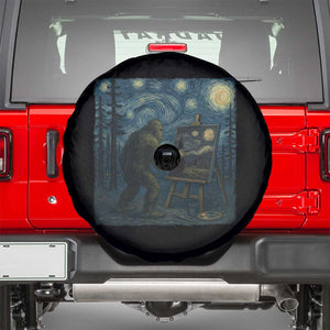 Funny Bigfoot Painting Starry Night Art Parody Gift Spare Tire Cover TS12 Black Print Your Wear