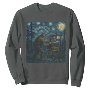 Funny Bigfoot Painting Starry Night Art Parody Gift Sweatshirt TS12 Dark Heather Print Your Wear