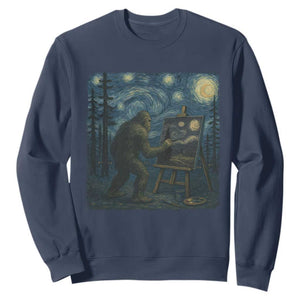 Funny Bigfoot Painting Starry Night Art Parody Gift Sweatshirt TS12 Navy Print Your Wear