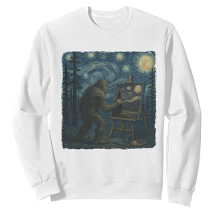 Funny Bigfoot Painting Starry Night Art Parody Gift Sweatshirt TS12 White Print Your Wear