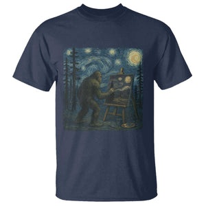 Funny Bigfoot Painting Starry Night Art Parody Gift T Shirt TS12 Navy Print Your Wear