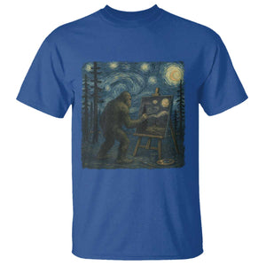 Funny Bigfoot Painting Starry Night Art Parody Gift T Shirt TS12 Royal Blue Print Your Wear