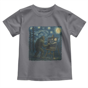 Funny Bigfoot Painting Starry Night Art Parody Gift Toddler T Shirt TS12 Charcoal Print Your Wear