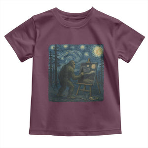 Funny Bigfoot Painting Starry Night Art Parody Gift Toddler T Shirt TS12 Maroon Print Your Wear