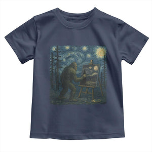 Funny Bigfoot Painting Starry Night Art Parody Gift Toddler T Shirt TS12 Navy Print Your Wear