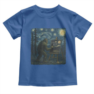 Funny Bigfoot Painting Starry Night Art Parody Gift Toddler T Shirt TS12 Royal Blue Print Your Wear