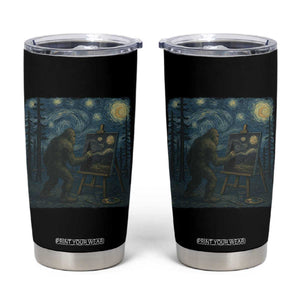 Funny Bigfoot Painting Starry Night Art Parody Gift Tumbler Cup TS12 Black Print Your Wear