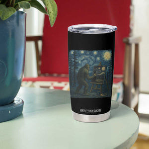 Funny Bigfoot Painting Starry Night Art Parody Gift Tumbler Cup TS12 Print Your Wear
