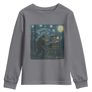 Funny Bigfoot Painting Starry Night Art Parody Gift Youth Sweatshirt TS12 Charcoal Print Your Wear