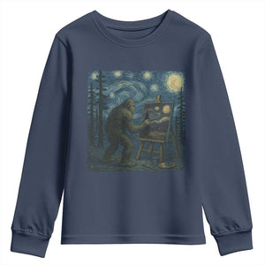 Funny Bigfoot Painting Starry Night Art Parody Gift Youth Sweatshirt TS12 Navy Print Your Wear