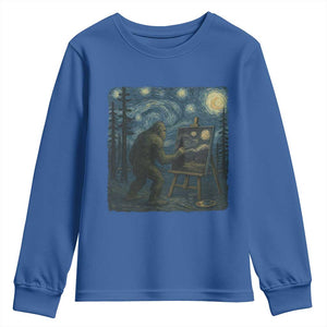 Funny Bigfoot Painting Starry Night Art Parody Gift Youth Sweatshirt TS12 Royal Blue Print Your Wear