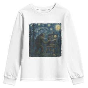 Funny Bigfoot Painting Starry Night Art Parody Gift Youth Sweatshirt TS12 White Print Your Wear