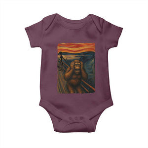 Funny Bigfoot And Alien Baby Onesie Parody The Scream Art Meme Gift TS12 Maroon Print Your Wear