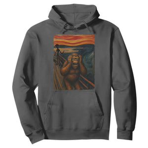 Funny Bigfoot And Alien Hoodie Parody The Scream Art Meme Gift TS12 Dark Heather Print Your Wear