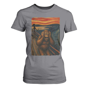 Funny Bigfoot And Alien T Shirt For Women Parody The Scream Art Meme Gift TS12 Charcoal Print Your Wear