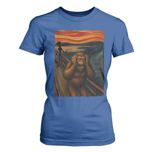 Funny Bigfoot And Alien T Shirt For Women Parody The Scream Art Meme Gift TS12 Royal Blue Print Your Wear