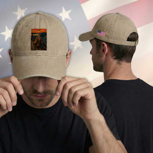 Funny Bigfoot And Alien Washed Cotton Baseball Cap Parody The Scream Art Meme Gift TS12 Print Your Wear