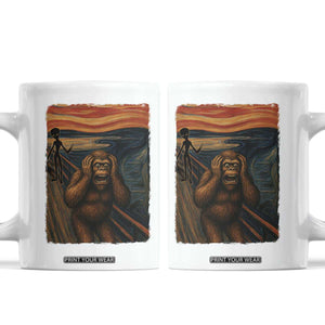 Funny Bigfoot And Alien Coffee Mug Parody The Scream Art Meme Gift TS12 White Print Your Wear