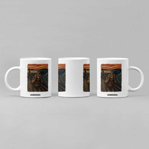 Funny Bigfoot And Alien Coffee Mug Parody The Scream Art Meme Gift TS12 Print Your Wear
