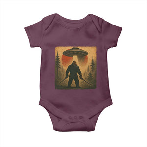 Samurai Bigfoot Baby Onesie Japanese Vintage Ukiyoe Style TS12 Maroon Print Your Wear
