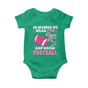 In October We Wear Pink And Watch Football Baby Onesie Breast Cancer Awareness Gift TS12 Irish Green Print Your Wear