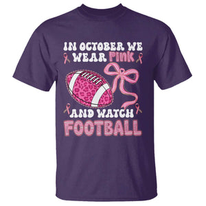 In October We Wear Pink And Watch Football T Shirt Breast Cancer Awareness Gift TS12 Purple Print Your Wear
