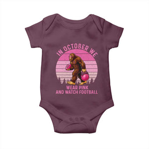 In October We Wear Pink Football Baby Onesie Support Breast Cancer Awareness TS12 Maroon Print Your Wear