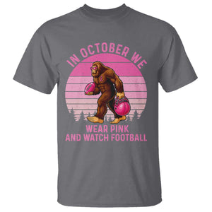 In October We Wear Pink Football T Shirt Support Breast Cancer Awareness TS12 Charcoal Print Your Wear