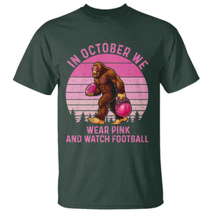 In October We Wear Pink Football T Shirt Support Breast Cancer Awareness TS12 Dark Forest Green Print Your Wear
