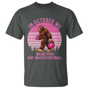 In October We Wear Pink Football T Shirt Support Breast Cancer Awareness TS12 Dark Heather Print Your Wear
