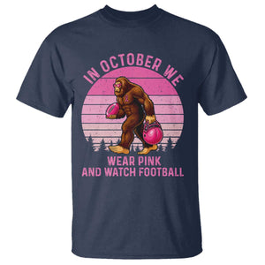 In October We Wear Pink Football T Shirt Support Breast Cancer Awareness TS12 Navy Print Your Wear