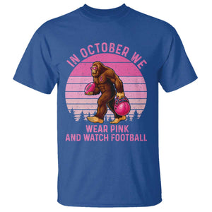 In October We Wear Pink Football T Shirt Support Breast Cancer Awareness TS12 Royal Blue Print Your Wear