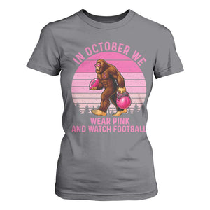 In October We Wear Pink Football T Shirt For Women Support Breast Cancer Awareness TS12 Charcoal Print Your Wear