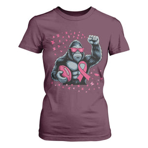Funny Bigfoot Football T Shirt For Women Breast Cancer Awareness Gift TS12 Maroon Print Your Wear