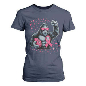 Funny Bigfoot Football T Shirt For Women Breast Cancer Awareness Gift TS12 Navy Print Your Wear
