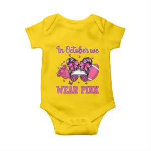 In October We Wear Pink Football Baby Onesie Funny Football Awareness Gift TS12 Daisy Print Your Wear