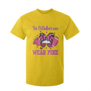 In October We Wear Pink Football T Shirt For Kid Funny Football Awareness Gift TS12 Daisy Print Your Wear