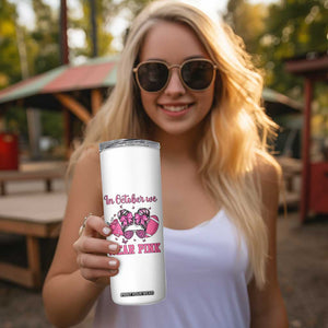 In October We Wear Pink Football Skinny Tumbler Funny Football Awareness Gift TS12 Print Your Wear