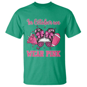 In October We Wear Pink Football T Shirt Funny Football Awareness Gift TS12 Irish Green Print Your Wear