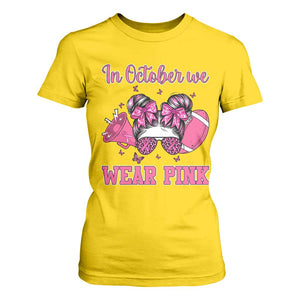 In October We Wear Pink Football T Shirt For Women Funny Football Awareness Gift TS12 Daisy Print Your Wear