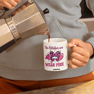 In October We Wear Pink Football Coffee Mug Funny Football Awareness Gift TS12 Print Your Wear