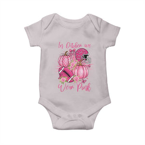 Football Breast Cancer Awareness Baby Onesie In October We Wear Pink Gift TS12 Ice Gray Print Your Wear