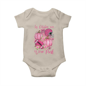Football Breast Cancer Awareness Baby Onesie In October We Wear Pink Gift TS12 Sand Print Your Wear