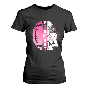 Pink Out Game Day Football T Shirt For Women Breast Cancer Support TS12 Black Print Your Wear