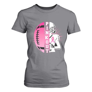 Pink Out Game Day Football T Shirt For Women Breast Cancer Support TS12 Charcoal Print Your Wear