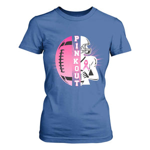 Pink Out Game Day Football T Shirt For Women Breast Cancer Support TS12 Royal Blue Print Your Wear