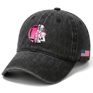 Pink Out Game Day Football Washed Cotton Baseball Cap Breast Cancer Support TS12 Print Your Wear
