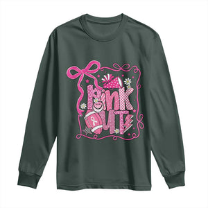 Pink Out Long Sleeve Shirt Football Support Breast Cancer Gift TS12 Dark Forest Green Print Your Wear