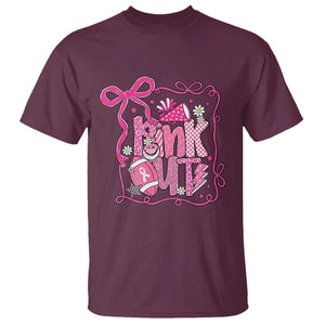 Pink Out T Shirt Football Support Breast Cancer Gift TS12 Maroon Print Your Wear