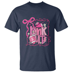 Pink Out T Shirt Football Support Breast Cancer Gift TS12 Navy Print Your Wear